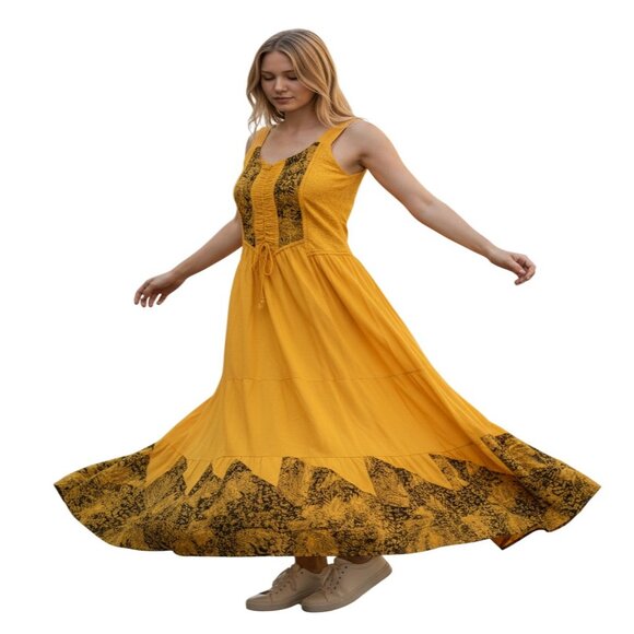 Celine Dresses & Skirts - Vintage Celine Women's Gold Carriage Embroidered Laced Bodice Maxi Dress Medium